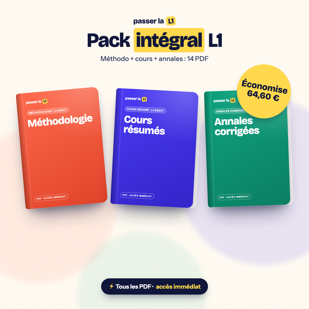 Couverture – Pack intégral L1 Droit : méthodo, cours et annales